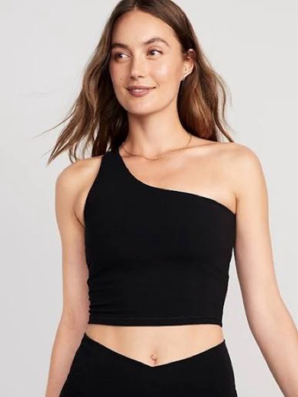 Old Navy One-Shoulder Black Crop Top Sports Bra XL